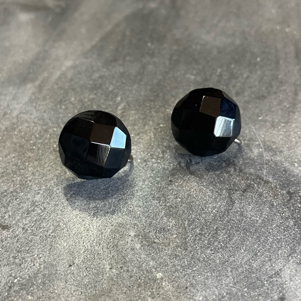 Vintage Tested Bakelite Black Checkerboard Earrings